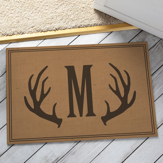 Antlers Personalized Doormat---Camel