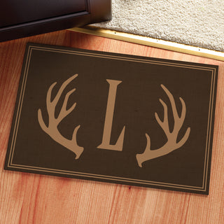 Antlers Personalized Doormat - 18x27 Inch, 1/8" Thin---Dark Brown