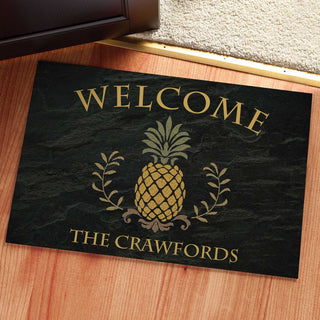 Pineapple Welcome Personalized Doormat - 18x27 Inch, 1/8" Thin