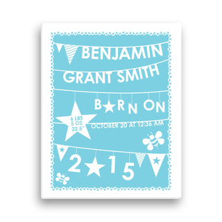 Boy's Birth Info Personalized 11x14 Canvas