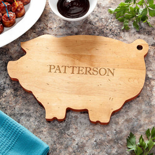 Family Name Personalized Pig Cutting Board