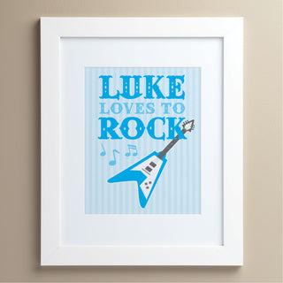 He Loves To Rock Personalized 11x14 Framed Print