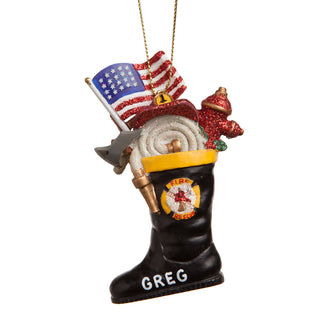 Personalized Fireman Boot Ornament