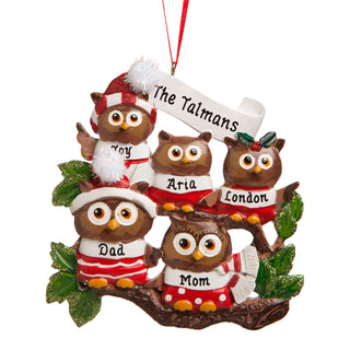 Personalized Owl Family of Five Ornament