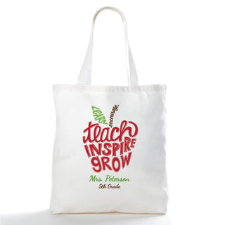 Teach, Inspire, Grow Personalized Tote Bag