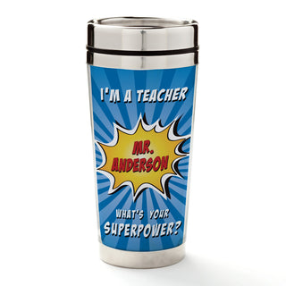 Super Teacher Personalized Travel Mug---Blue