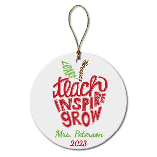 Teach, Inspire, Grow Personalized Ornament