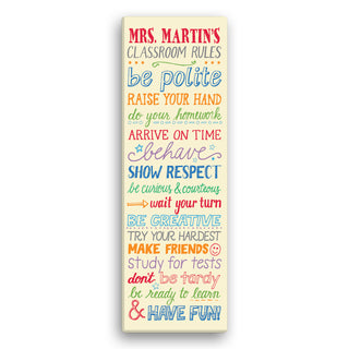 Classroom Rules Personalized 9"x27" Canvas---Primary