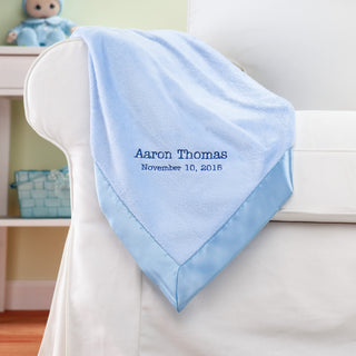 New Baby Personalized Blue Baby Blanket