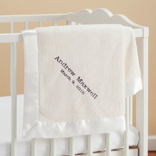 New Baby Boy Personalized Cream Baby Blanket