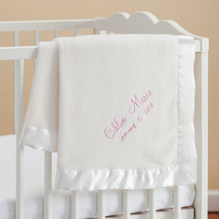New Baby Girl Personalized Cream Baby Blanket