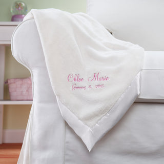 New Baby Girl Personalized Cream Baby Blanket