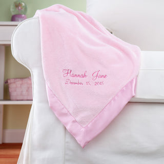 New Baby Personalized Pink Baby Blanket