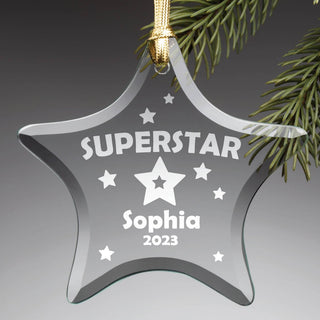 Superstar Personalized Glass Ornament