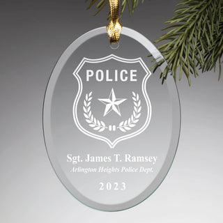 Police Personalized Glass Ornament