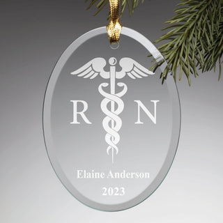 RN Personalized Glass Ornament