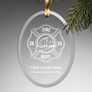 Fireman Personalized Glass Ornament