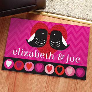 Robin Zingone Love Birds Personalized Doormat - 18x27 Inch, 1/8" Thin