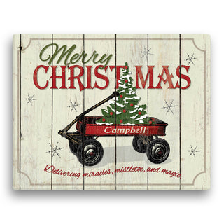 Christmas Wagon Personalized 11x14 Canvas