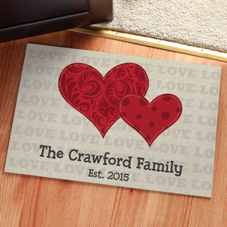 Red Hearts Personalized Doormat - 18x27 Inch, 1/8" Thin