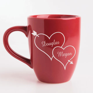 Two Hearts Personalized Red Bistro Mug
