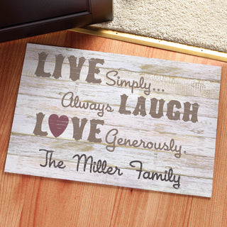 Live Laugh Love Personalized Doormat - 18x27 Inch, 1/8" Thin---Beige