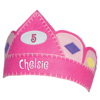 Personalized Pink Birthday Crown with Gems