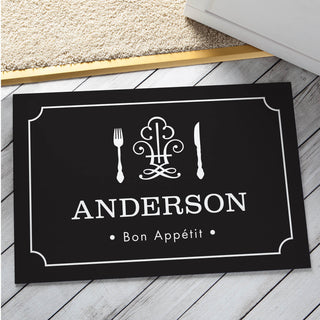 Bon Appetit Personalized Doormat---Black