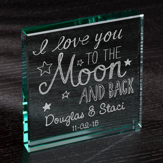 To The Moon and Back Personalized 6x6 Glass Keepsake