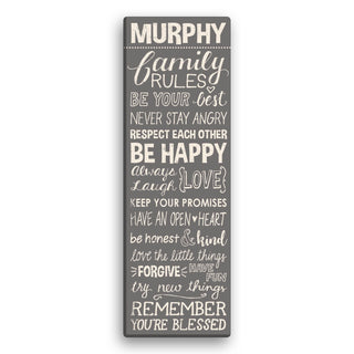 Family Rules Personalized 9x27 Personalized Canvas---Taupe