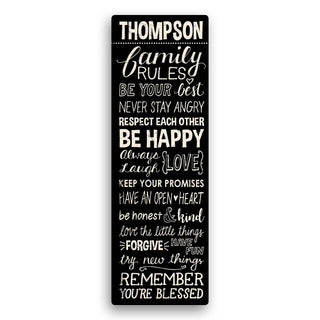 Family Rules Personalized 9x27 Personalized Canvas---Black