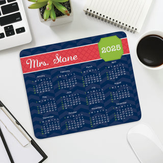 My Calendar Personalized Mouse Pad---Blue Chevron