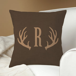 Antlers Dark Brown Personalized 14" Throw Pillow