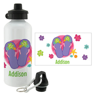Floral Flip Flop Personalized Water Bottle