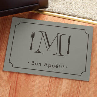 Bon Appetit Personalized Initial Doormat---Gray
