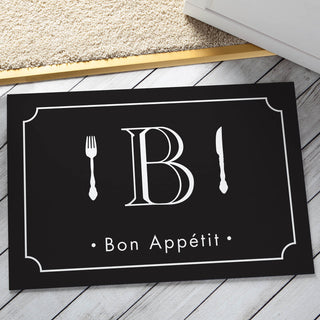 Bon Appetit Personalized Initial Doormat---Black