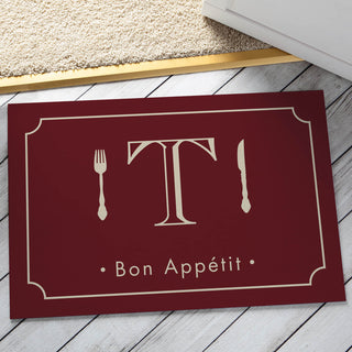 Bon Appetit Personalized Initial Doormat---Burgundy