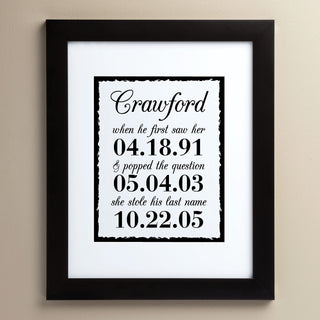 Our Dates Pesonalized 11x14 Framed Print