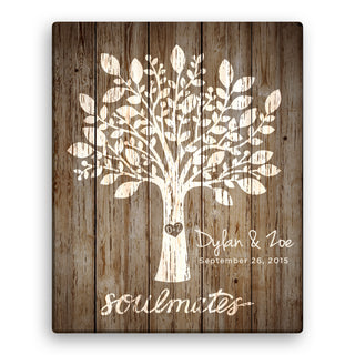 Tree Of Love Personalized 16x20 Brown Canvas