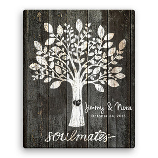 Tree Of Love Personalized 16x20 Black Canvas