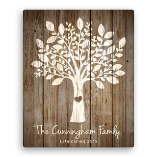 Our Family Tree Personalized 16x20 Brown Canvas