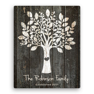 Our Family Tree Personalized 16x20 Black Canvas