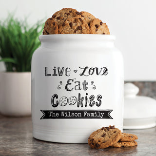 Live, Love, Eat Cookies Personalized Treat Jar