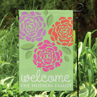 Lovely Flowers Personalized Green Garden Flag