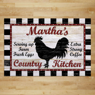 Country Kitchen Personalized Doormat - 18x27 Inch, 1/8" Thin with Name