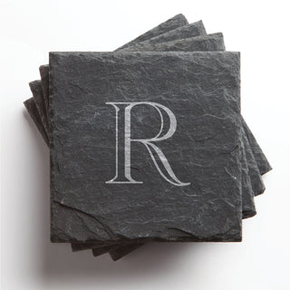 Traditional Initial Set of 4 Personalized Slate Coasters