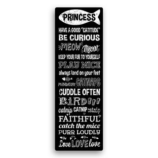 Cat Rules Personalized 6x18 Personalized Black Canvas