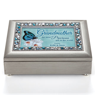 Personalized Silver Musical Keepsake Box For Grandmother