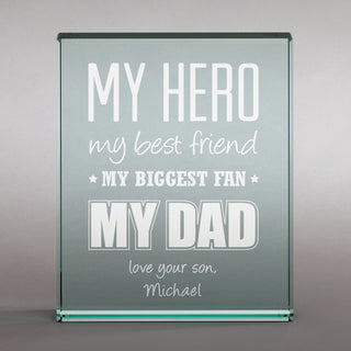 My Hero Personalized 4" x 5" Glass Keepsake
