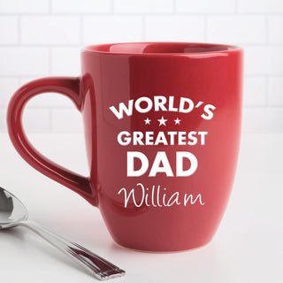 World's Greatest Dad Personalized Red Bistro Mug